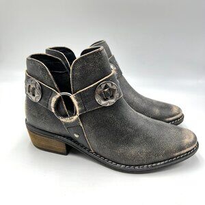 Chinese Laundry Womens Size 6 Black Distressed Austin Western Style Ankle Boots